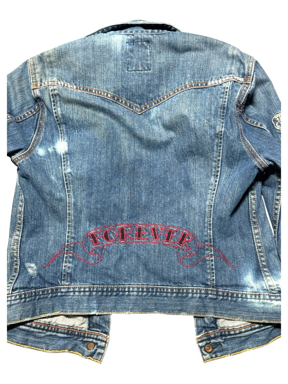 Y2K VTG Lucky Brand Womens Small Denim Jacket Embroidered Acid Hippie Boho - Picture 9 of 11
